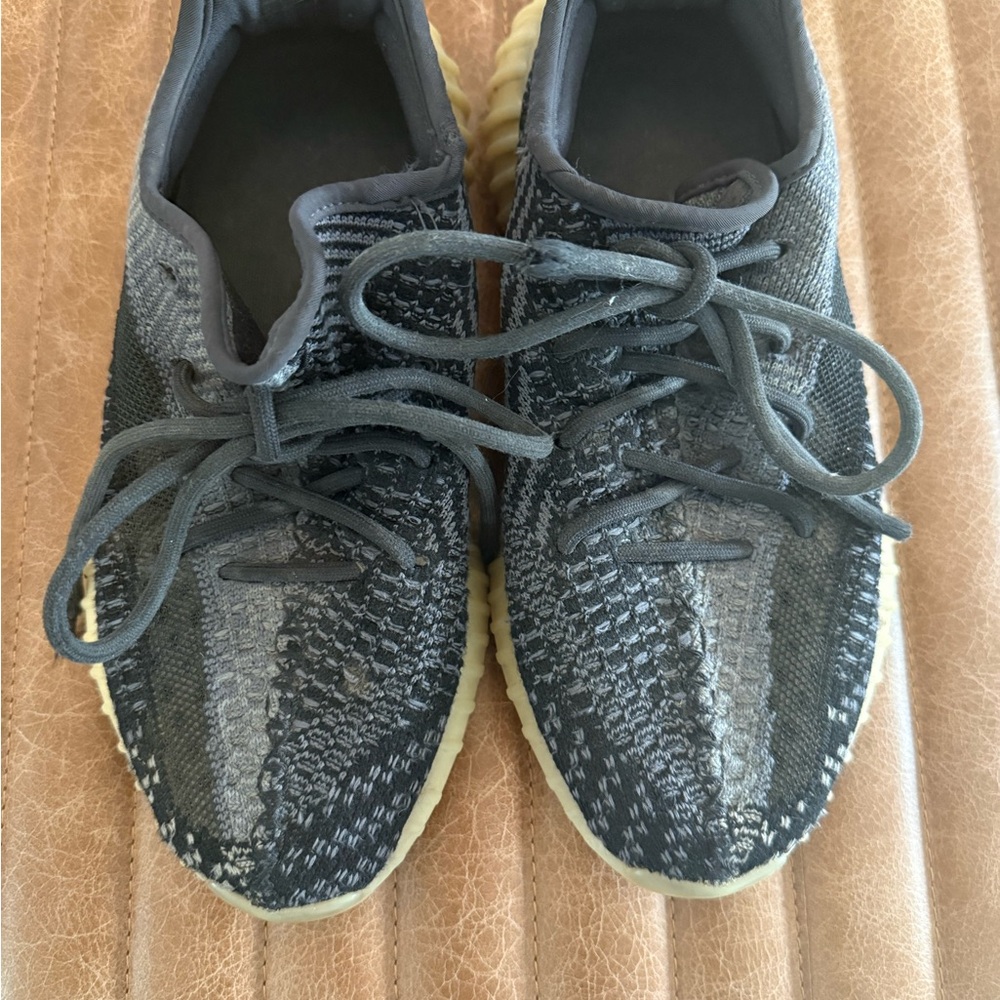 Yeezy Black and Cream Knit Sneakers